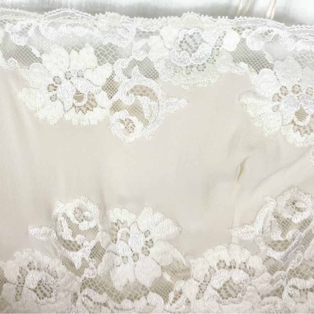 nwot Vintage LA PERLA Slip Dress 2 Silk-Crepe Cream Lace-Trim Adjust-Straps Maxi - Picture 6 of 13